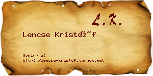Lencse Kristóf névjegykártya